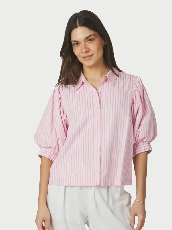 Etta Soft Stripe Stone Shirt Light pink