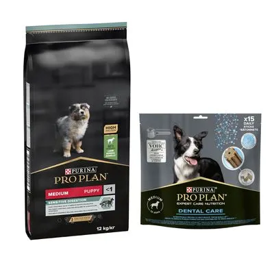 PURINA PRO PLAN 12 / 14 kg + friandises Dental Care 345 g ou 426 g offertes !