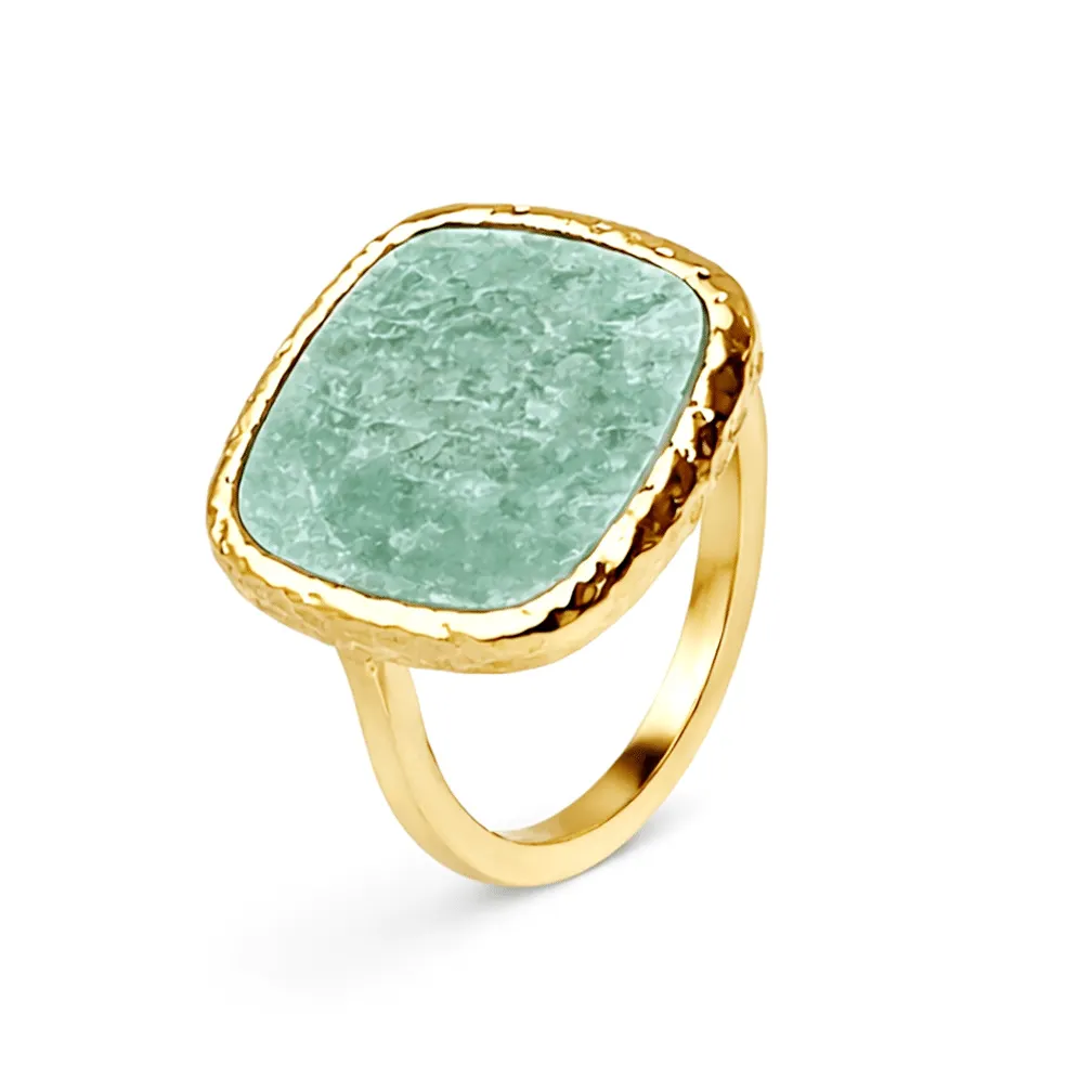 Ring in edelstaal, vierkante steen