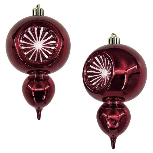 Enchanted Forest® 150mm Dark Red Drop Shatterproof Ornaments - 2 Pack