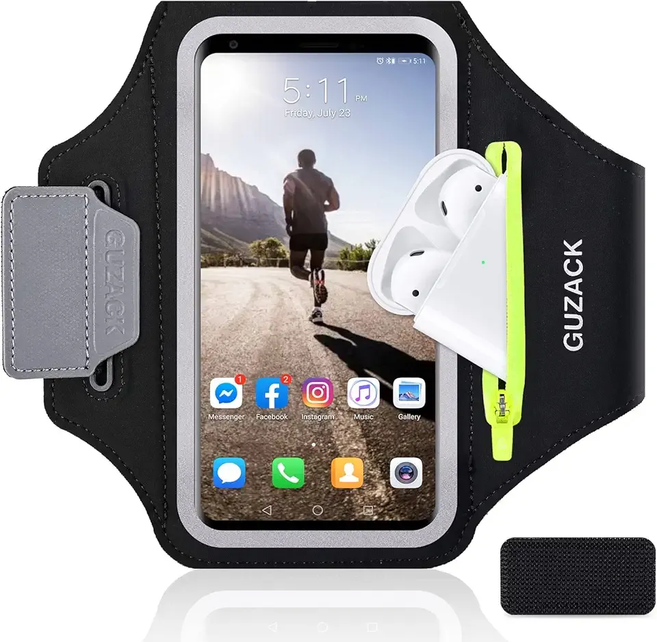 GUZACK Running Armband for iPhone 17 16 15 14 13 12 Pro Max/Plus/XR/XS, Galaxy S25/S24/S23/S22, with Card Slot & Key Pockets, Sports Arm Bands Cell Phone Holder Fit Up to 6.9 Inches Phone