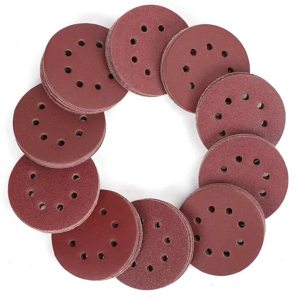 150 Pack 5 Inch Sanding Discs Sandpaper, 8-Hole Hook and Loop | 10 Grits (60/80/100/120/150/180/240/320/400/600) for Random Orbital Sanders, Ideal for Wood, Metal, and Paint Removal