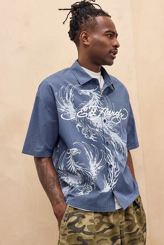 Camicia Ed Hardy UO Exclusive Navy Check Phoenix