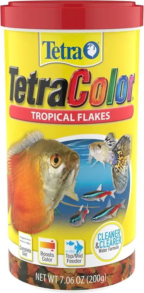 TetraColor Tropical Flakes, Color Boosting Fish Food, Nutritionally Balanced Diet for Tropical Fish, 7.06 oz