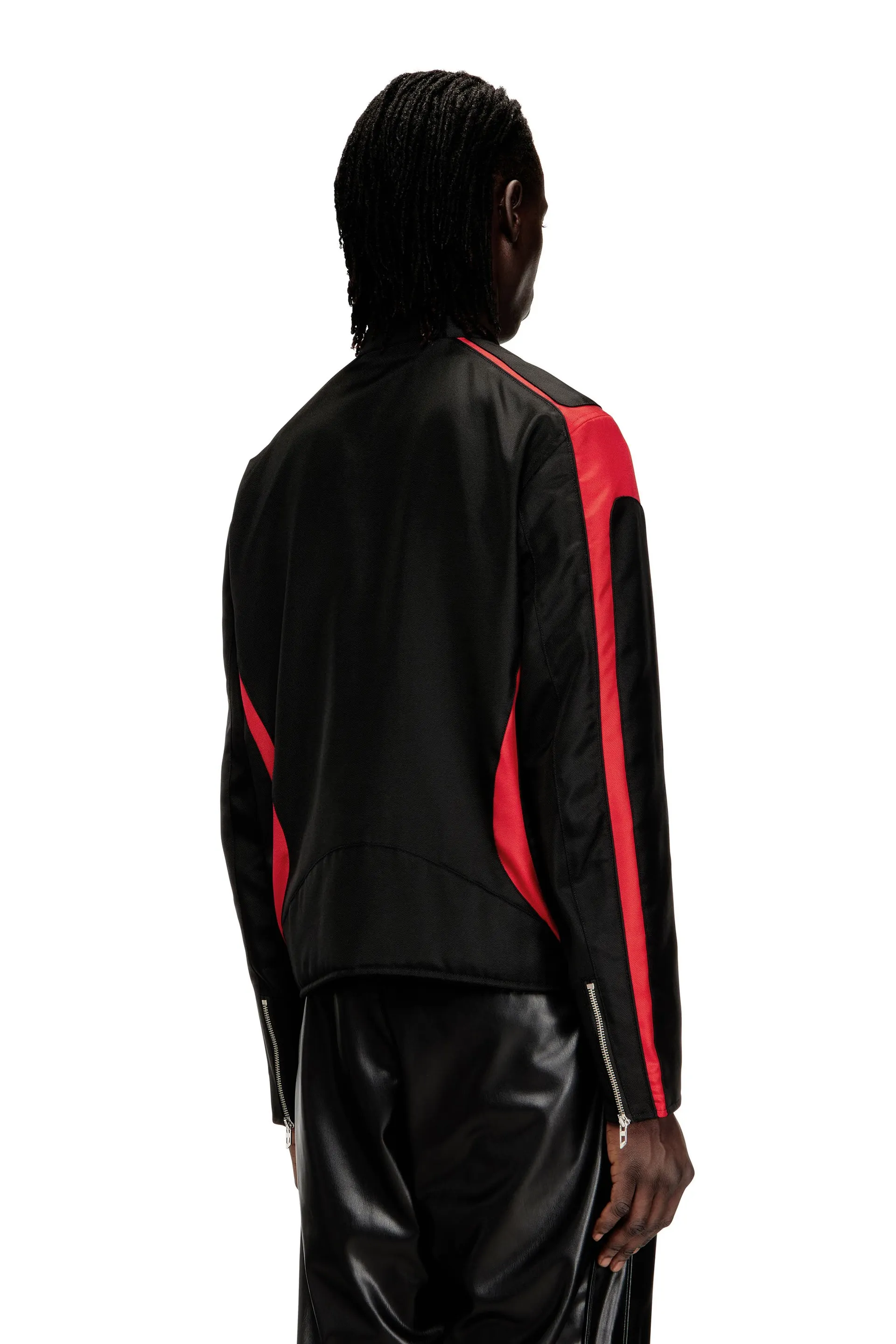 Biker-style jacket in colour-block canvas