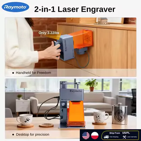 Raymoto R1/R1 Pro Handheld Laser Engraver With Air Purifier for Wood Metal, Portable Engraving Machine Engraving DIY Tool