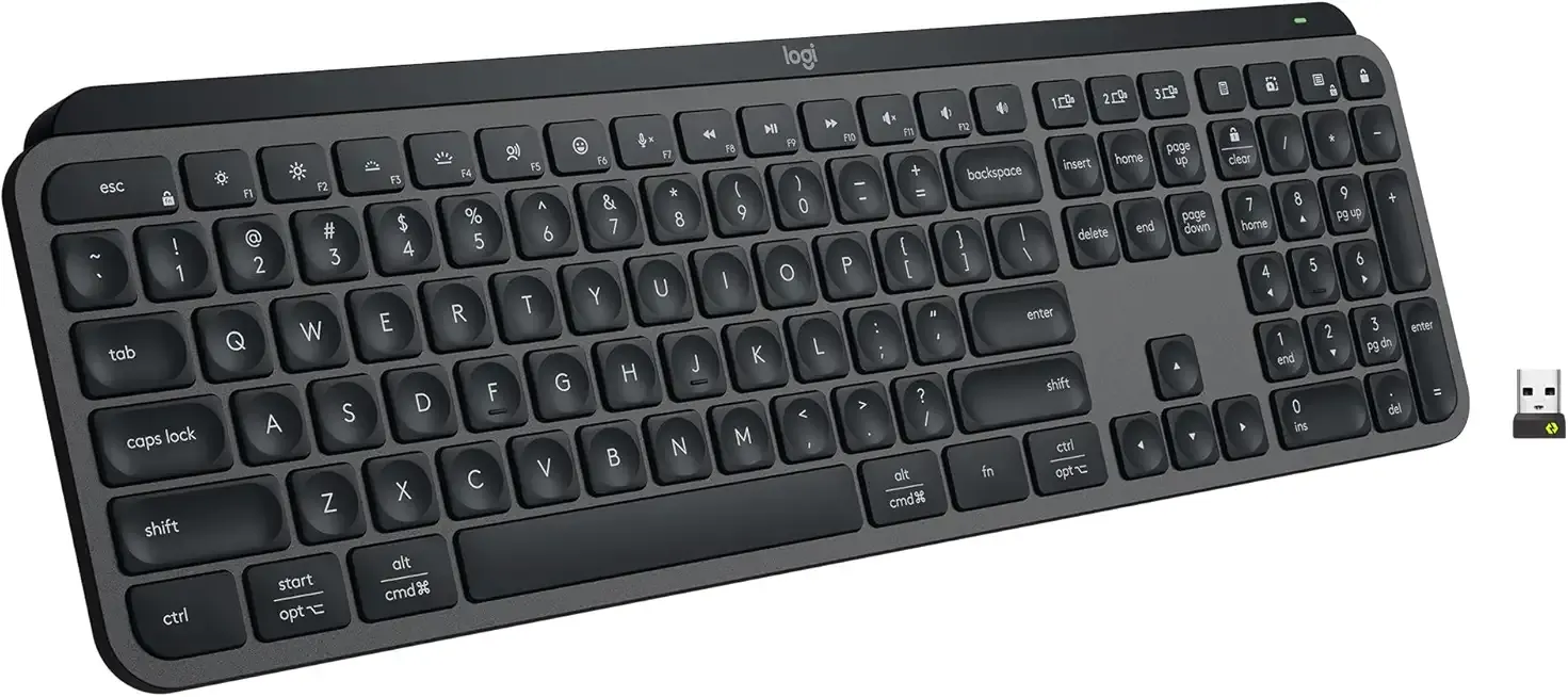 MX Keys S Wireless Keyboard, Low Profile, Fluid Precise Quiet Typing, Programmable Keys, Backlighting, Bluetooth, USB C Rechargeable, for Windows PC, Linux, Chrome, Mac - Graphite