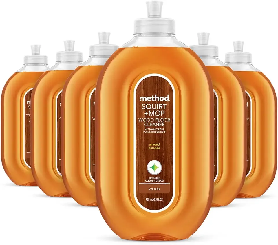 Method Hardwood Floor Cleaner, Squirt + Mop Design, Use as Laminate or Sealed Wood Floor Cleaner, Almond Scent, 25 Fl Oz, 6 Pack, Packaging May Vary