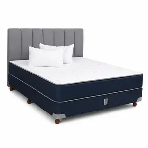 Combo Sommier + Colchón + Respaldo y 2 almohadas de regalo 2230 SYRMA 140x190 Espuma Alta Densidad