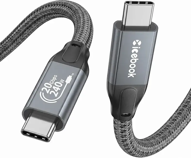 3FT USB C to USB C 3.2 Gen 2 X 2 Video Cable for Monitor, 240 Watt Fast Charging Cable, 20Gbps High Speed Data Transfer Cable, 4k@60Hz Full Function Display Cable for iPhone 17, Laptop, SSD, Hub, eGPU