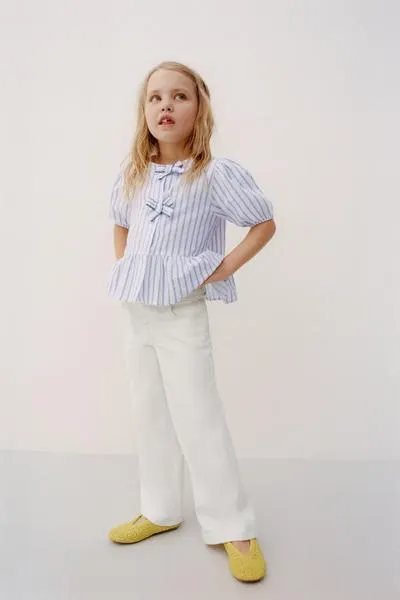 STRIPED BLOUSE WITH BOWS