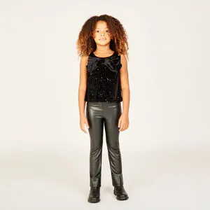 Legging trompette en simili cuir pour fille