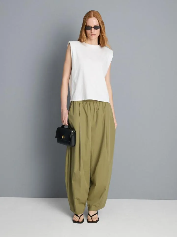 Pantaloni barrel pieghettati effetto carta