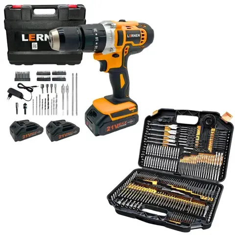 Pack Taladro Inalámbrico Percutor 13mm 2 Baterías 246 Brocas