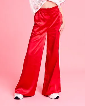 Satijnen broek, wide leg fit, 6-14 jaar