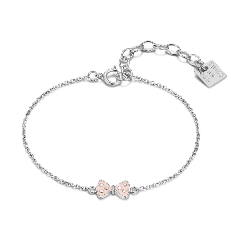 Armband in zilver, strikje met zirkonia