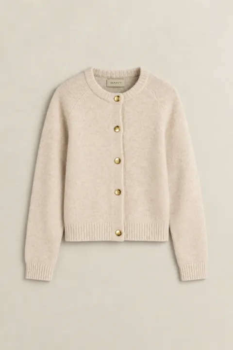 Cardigan i alpakablanding med rund hals