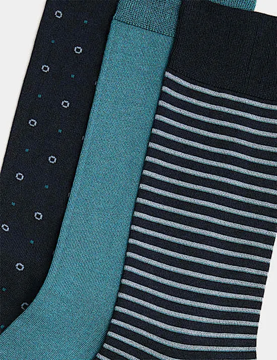 3er-Pack Socken mit hohem Anteil an merzerisierter Baumwolle