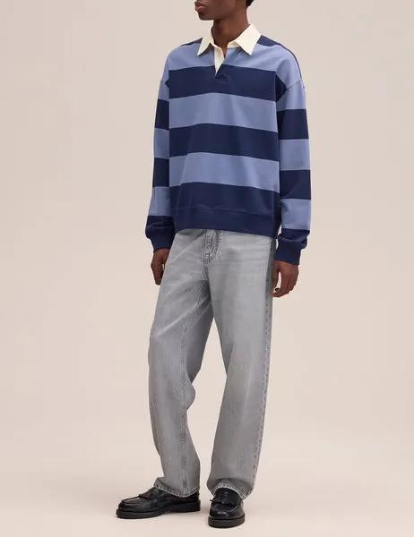 David Polo 30043 Organic Cotton Sweatshirt Blue Stripe