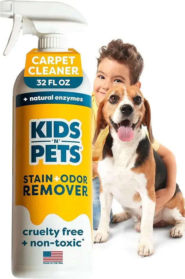KIDS 'N' PETS Instant All-Purpose Stain & Odor Remover Permanently Eliminates Dog Pee, Cat Urine, Other Smells, Spots from Home Carpet, Couch, Furniture, Mattress, Fabric. Non-Toxic, Child Safe - 32oz
