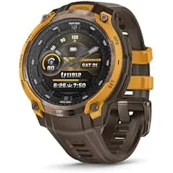 Garmin Instinct® Crossover AMOLED, Rugged Hybrid GPS Smartwatch with Analog Watch Hands and Bright AMOLED Display, Bronze/Sunburst with Cocoa Silicone Band