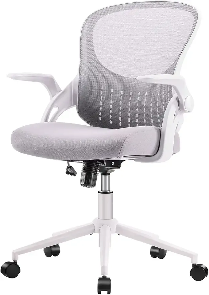 SMUG Home Office Chair Ergonomic Desk Chair Mesh Computer Chair Modern Height Adjustable Swivel Chair with Lumbar Support/Flip-up Arms, Grey
