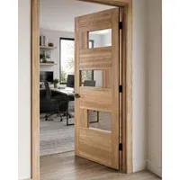 Puerta Horizontal 3 Vidrios Pino 91x210cm Holztek