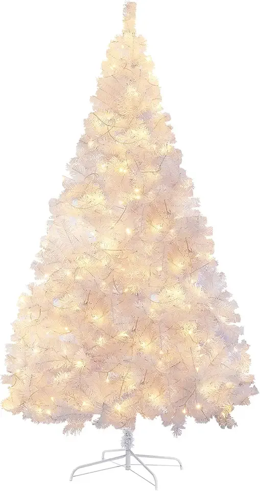 Lulu Home 6FT Christmas Tree, Artificial Christmas Tree with RC 300 LEDs Warm White & Multicolored String Lights(NOT Pre-Strung) for Indoor Outdoor Winter Decoration, 11 Lighting Modes with Timer