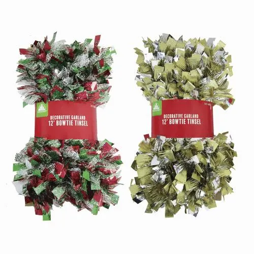 Enchanted Forest® 12' Bowtie Decorative Tinsel Garland - Assorted Styles