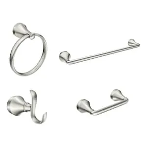 MOEN Wellton Brushed Nickel 4-Piece Bathroom Accessory Kit
