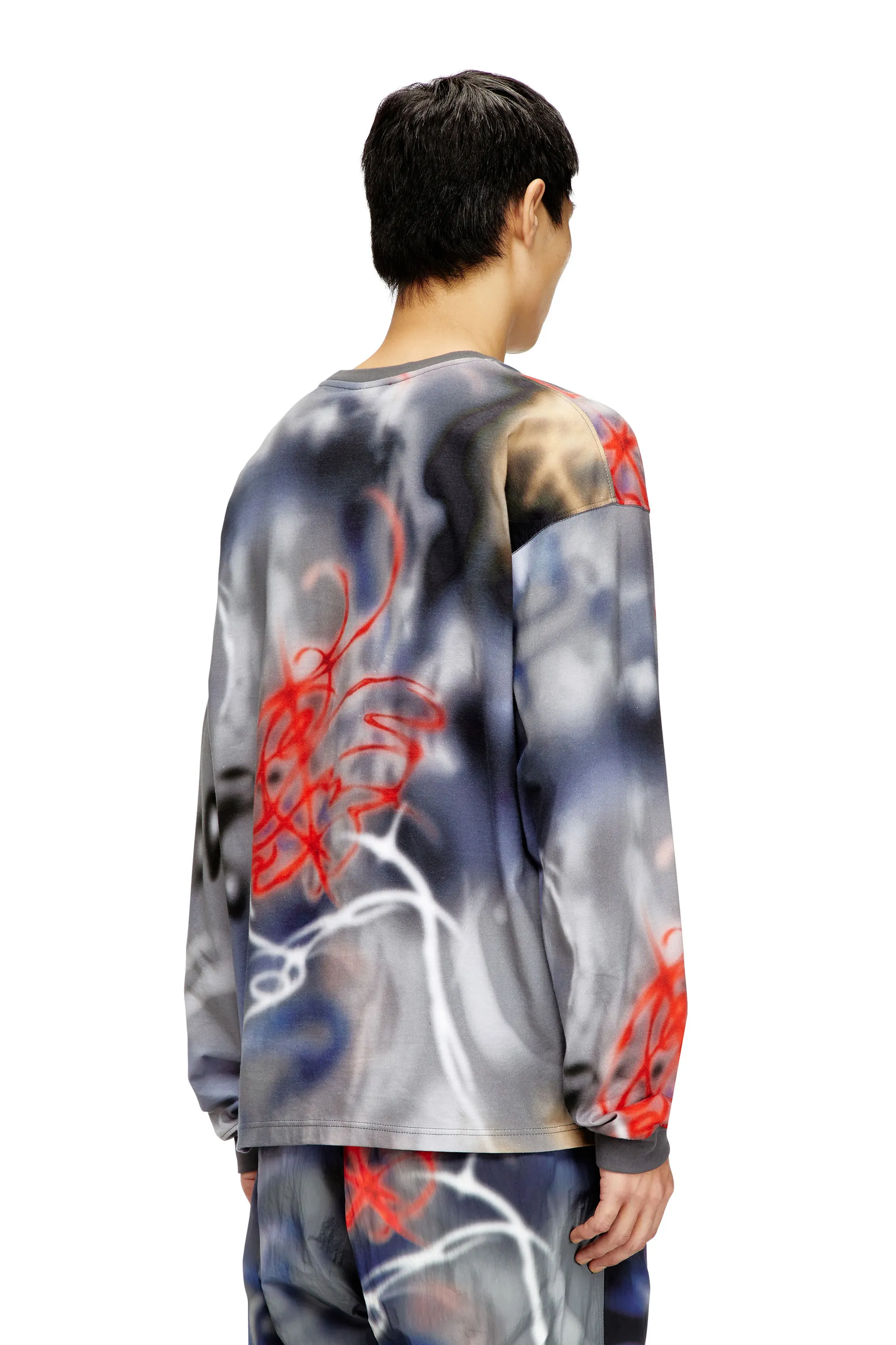 Long-sleeve graffiti-print T-shirt