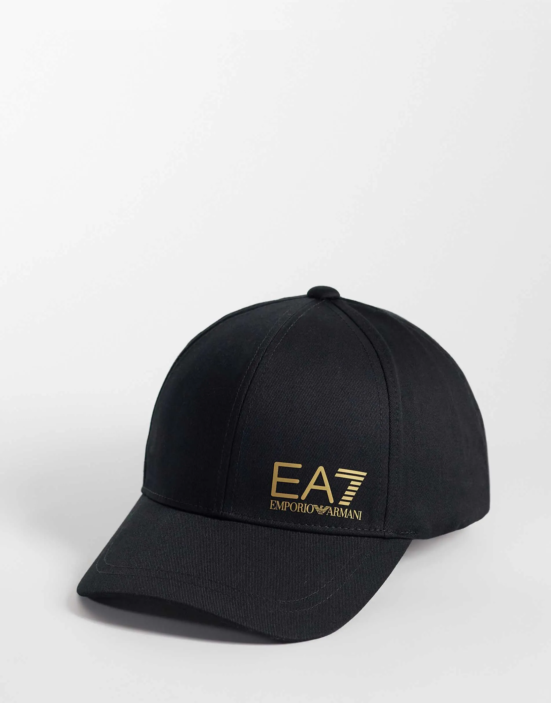 Armani EA7 logo baseball cap in black and gold