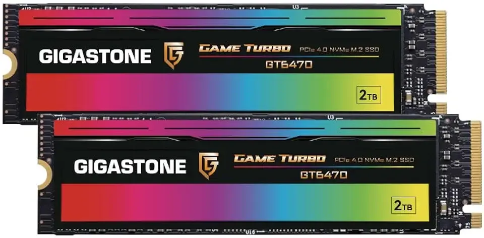 Gigastone 2TB Game Turbo PCIe Gen4x4 SSD (2-Pack) Up to 7,300MB/s with SLC Caching Gaming/PC/Desktop/Laptop 5-Year Warranty M.2 NVMe PCIe 4.0 2280 Internal Solid State Drive