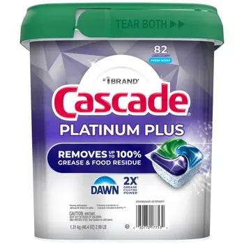 Cascade Platinum Plus Dishwasher Detergent ActionPacs, Fresh, 82-count