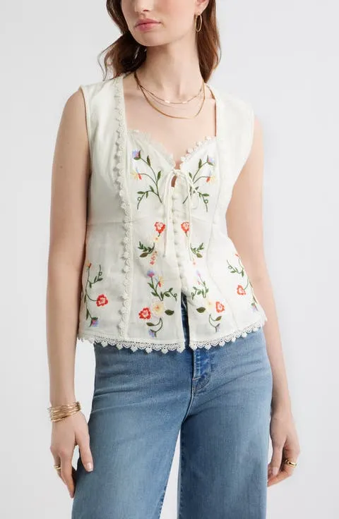 Treasure & Bond Embroidered Sleeveless Top