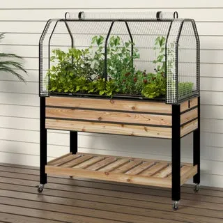 CedarCraft Self-watering Slat Planter 21" x 47" x 32" with Shelf