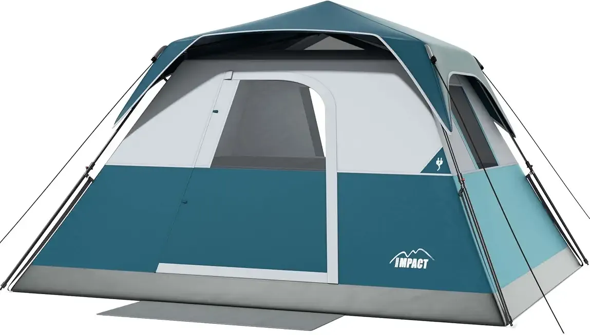 Instant 6 Person Tent for Camping with Rainfly, Under 60s Setup, 10 x 9ft | Fits 2 Queen Air Mattresses, 1200mm Waterproof, 360° Ventilation, PFAS-Free Fabric and Carry Bag for Family, Camping & Hiking
