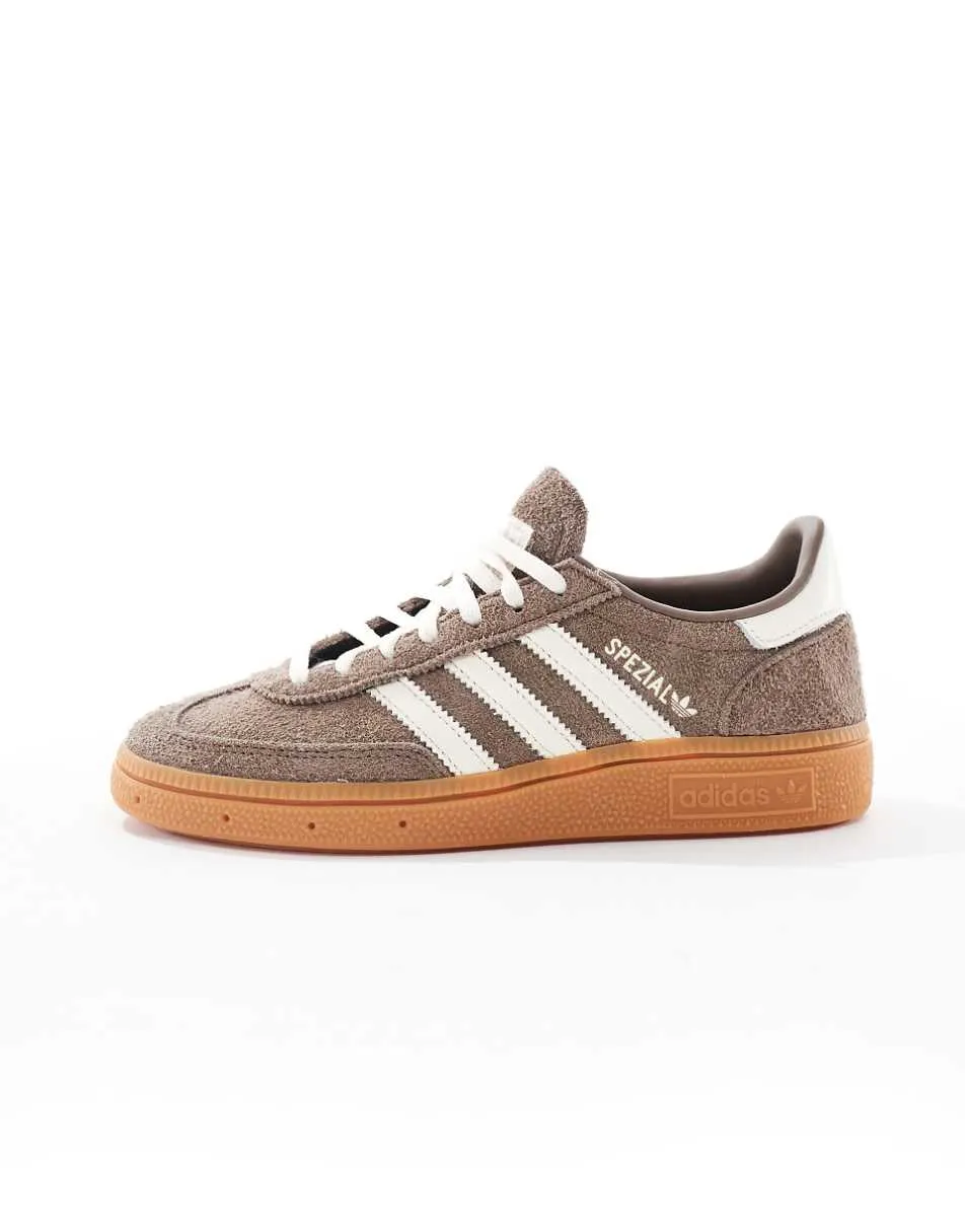 adidas Originals Handball Spezial gum sole trainers in brown and white