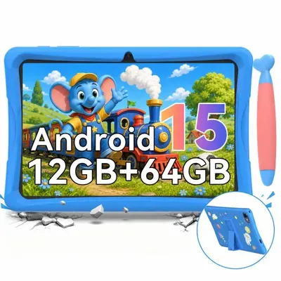 KOBONA-Tabwee K10 Kids 10.1" Rosa Tablet, Google Kids Space, 4GB+64GB, Android 15 WiFi Tablet für Kind mit Kindgerechte Hülle und Stift, 5000mAh