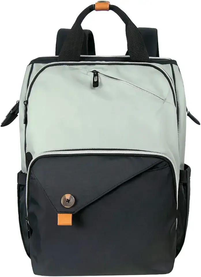 Hap Tim Diaper Bag Backpack,Large Capacity Travel Back Pack Maternity Baby Nappy Changing Bags, Double Compartments with Stroller Straps,Waterproof,Grey Black(US7340-GB)