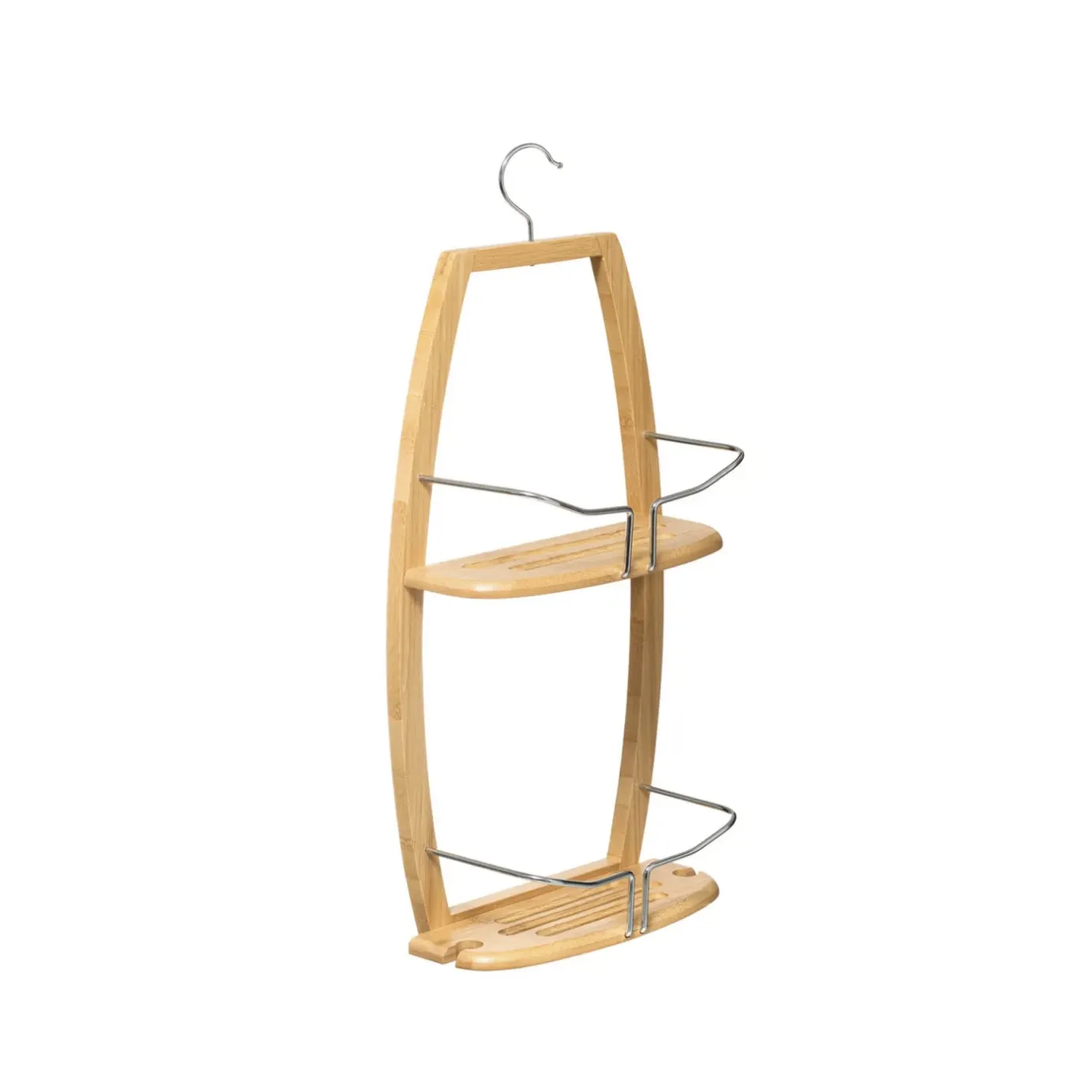 Mensola ovale sospesa a 2 ripiani in bambù ‚Äì 58,5x27x13 cm