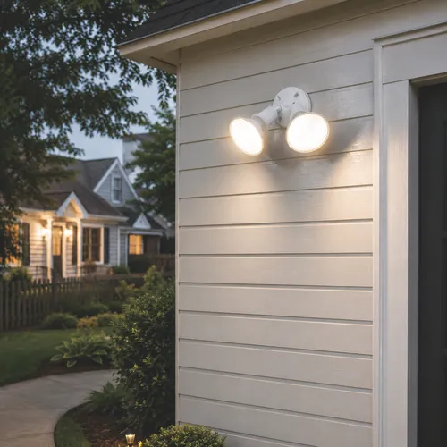 Patriot Lighting® White Dual Head Outdoor Security Flood Light