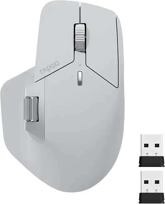 MT760 Multi-Device Wireless Mouse, Bluetooth 5.0 and 2.4G Multi-Mode Connection, Up to 4 Devices, 11 Programmable Buttons, 4K DPI, 90 Days Battery Life, PC, Light Grey
