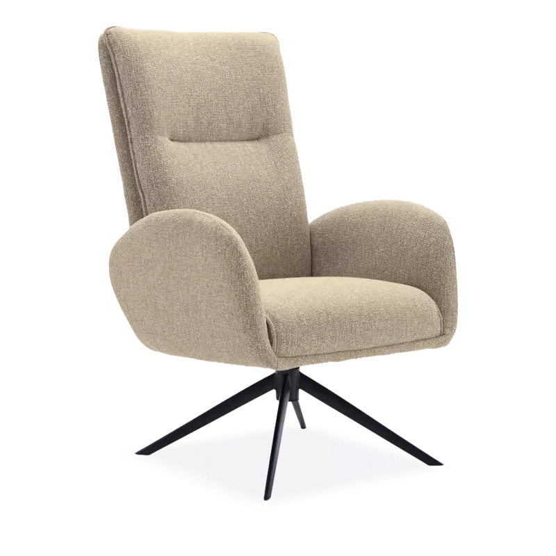 Draaifauteuil Whisper (hoog/poot: zwart) - Lodge Clay