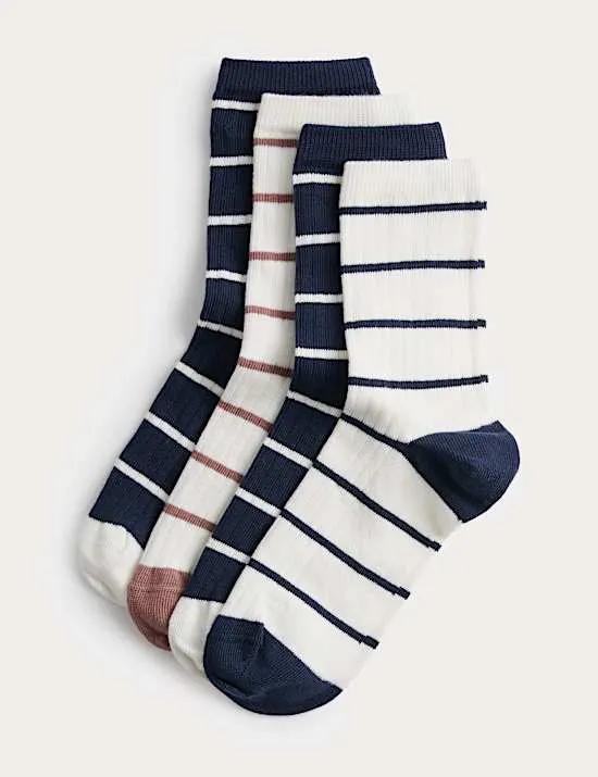 4er-Pack gerippte Socken mit Streifenmuster (23–40,5)