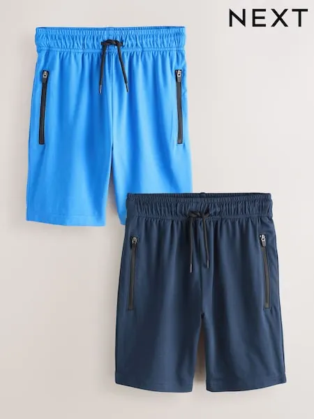 Cobalt Blue/Black Light Weight Sports Shorts 2 Pack (3-17yrs)