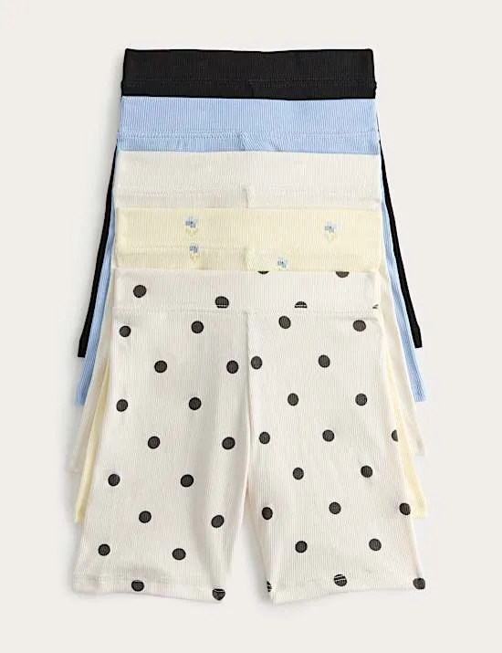 5er-Pack Gemusterte Radlerhose mit hohem Baumwollanteil (2–8 J.)