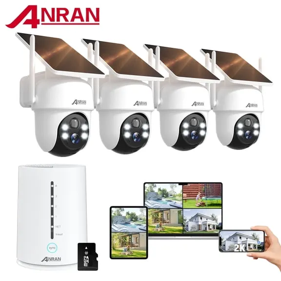 Best seller ANRAN 2K/4MP Solar Security Camera with Base Station, Spotlight, Expandable Local Storage, No Monthly Fee, 360 View Wireless Outdoor Camera, Waterproof PIR Detection, Home Surveillance System Camera $215.00 Was $369.99