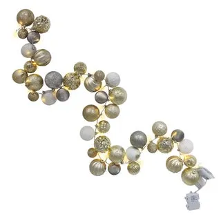 6' Pre-Lit Ornament Garland with LED Lights