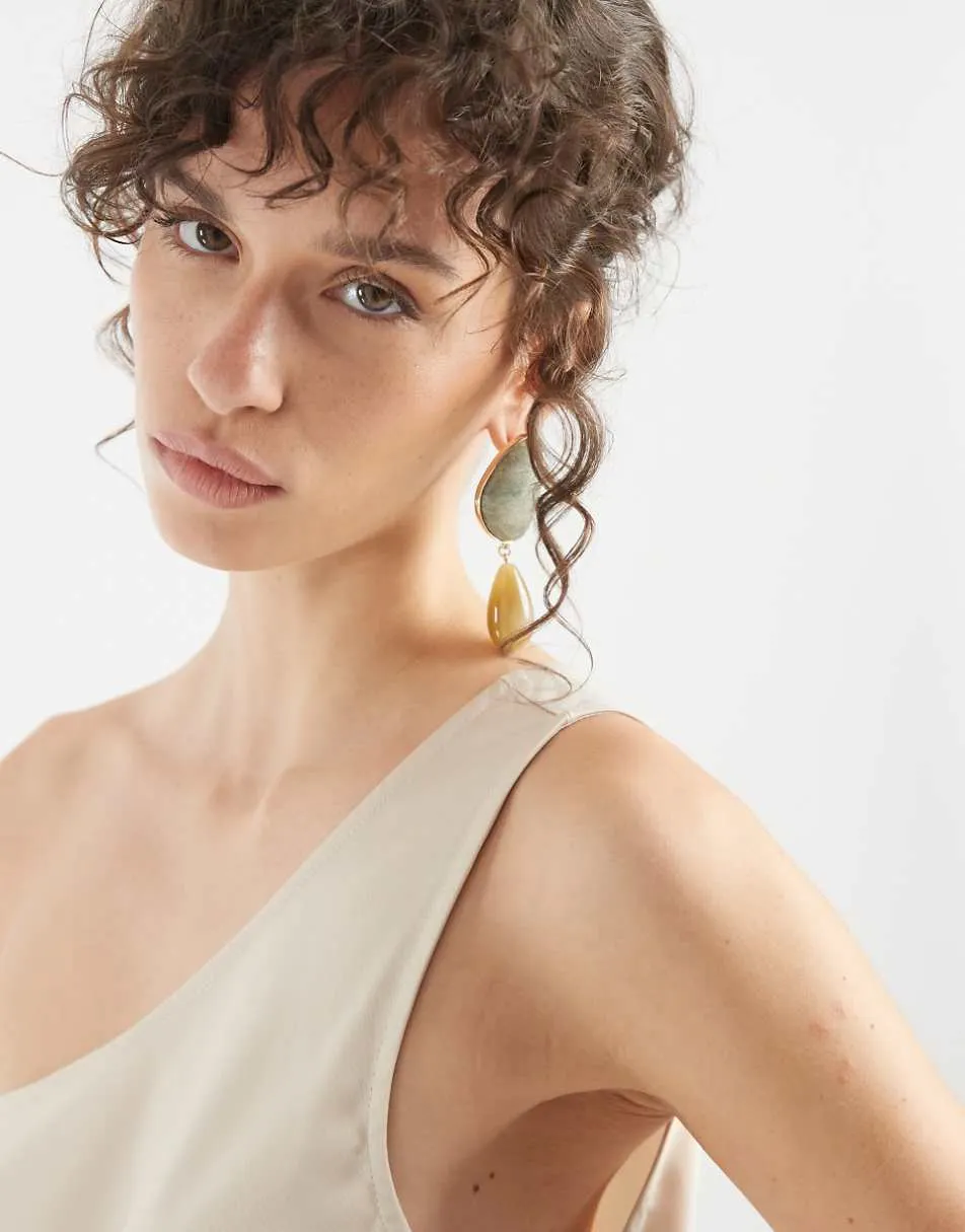 Object one shoulder satin maxi dress in sandshell